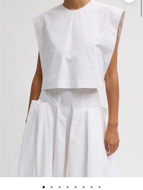 Tibi Compact Eco Poplin Cropped Square Top